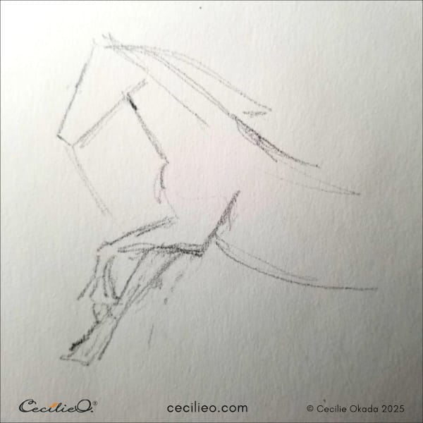 First basic outline of the horse.