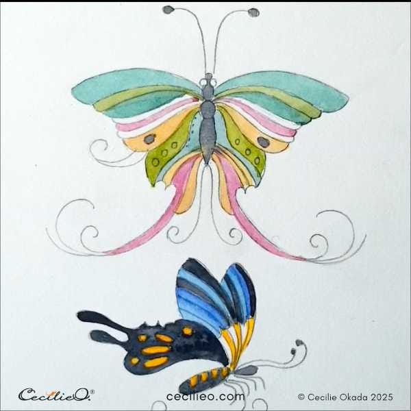 Watercolor the butterflies first.