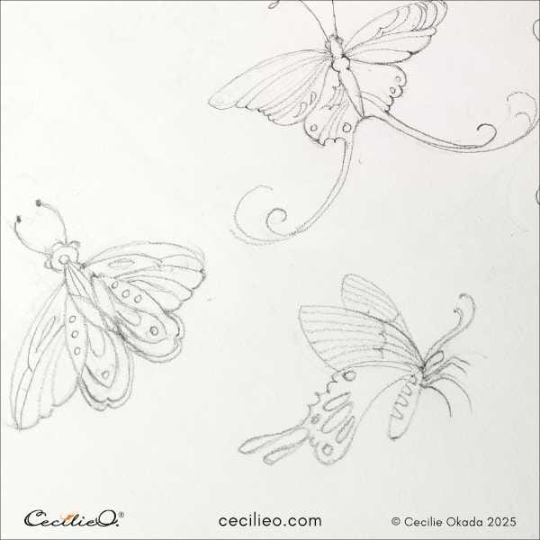 Butterfly doodle sketches 2
