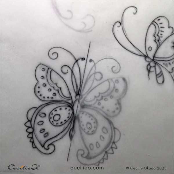 Make your butterfly symmetrical using tracing paper -2