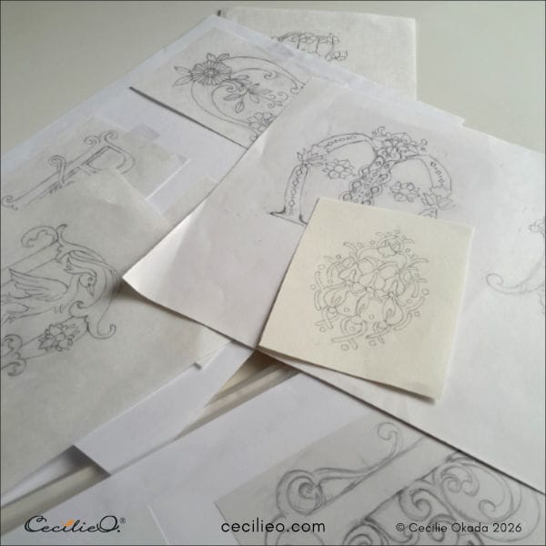 Sifting through years of illuminated letter design experiments.