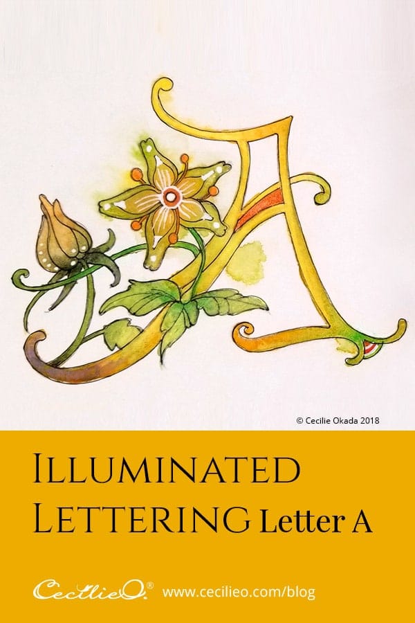 Illuminated Letter A with Watercolor