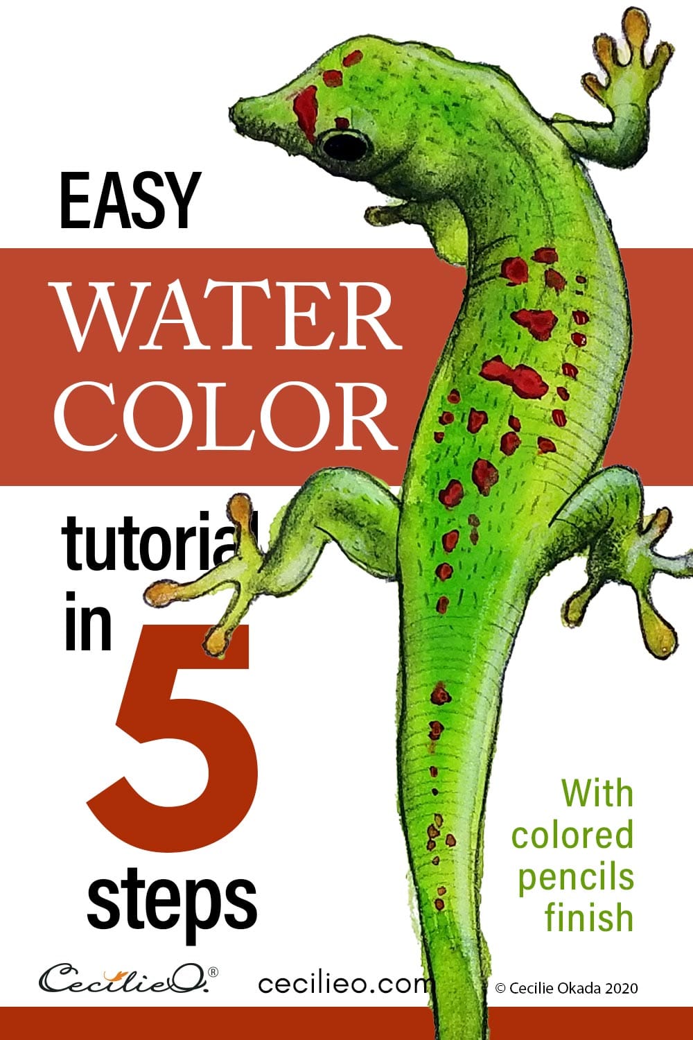 Easy Watercolor Painting in 5 Steps: Green Gecko Post feature image
