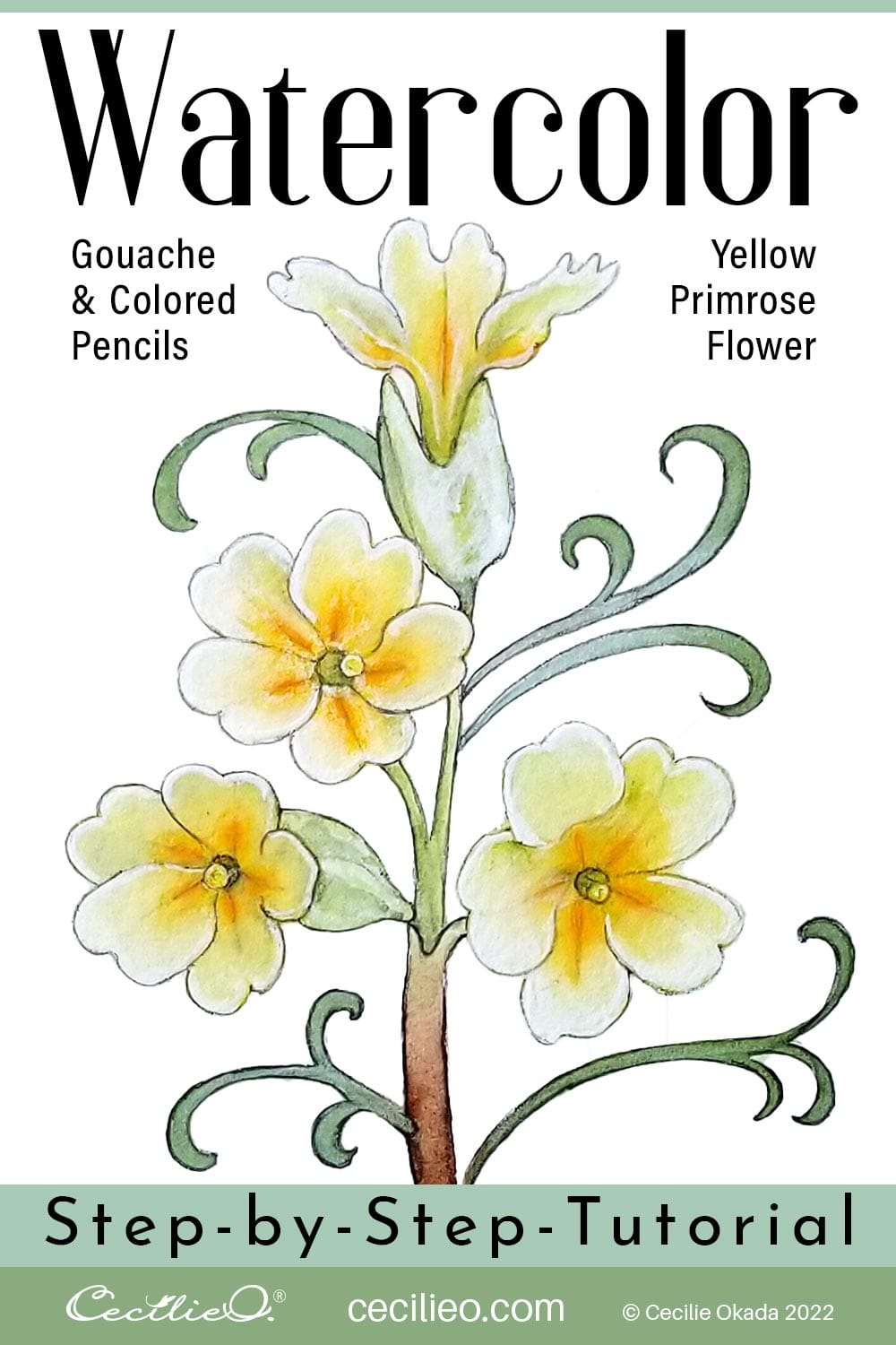 A watercolor painting for beginners with a simple process. To avoid drawing a cluster of flowers, I have taken a decorative a