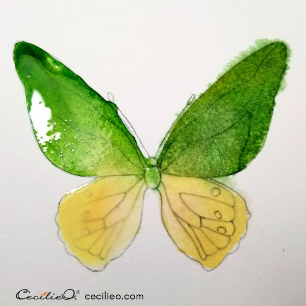 Green and yellow watercolor base