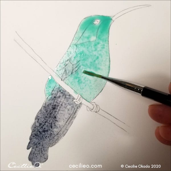 First watercolor in turquoice cand grey.