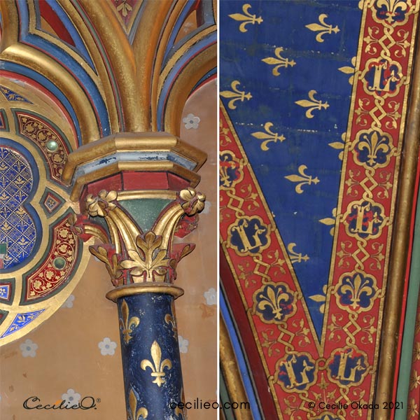 Fleur de Lis decoration in the mediaval church Sainte-Chapell in Paris.