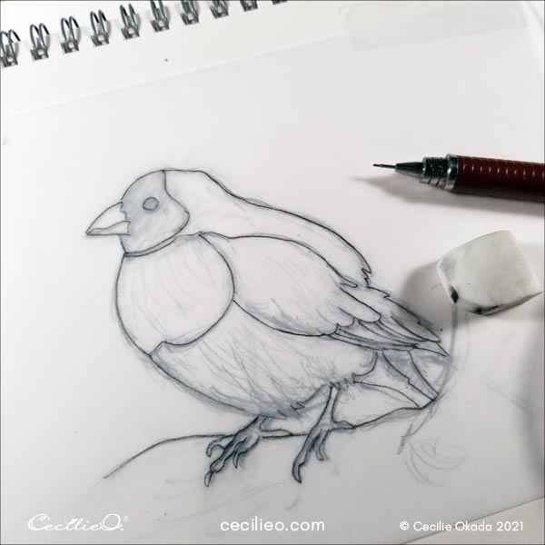 Line art of the bird. 