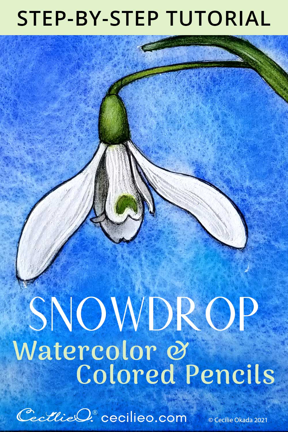 Watercolor Spring Flower Tutorial: Snow Drop  Post feature image