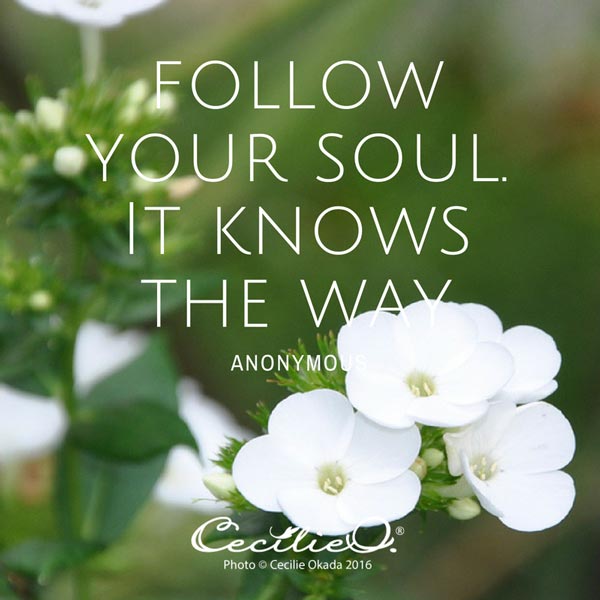 Follow your soul. It knows the way. - Anonymous.