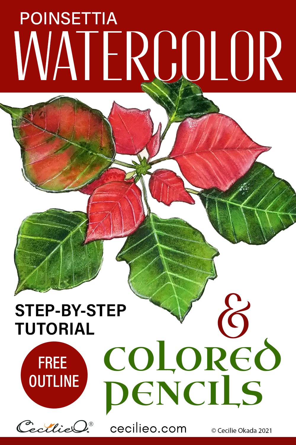 How to Watercolor a Festive Poinsettia Flower  Post feature image