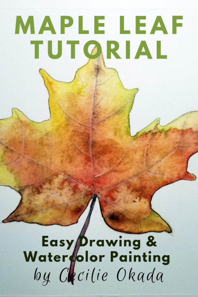 Maple leaf drawing and watercolor tutorial