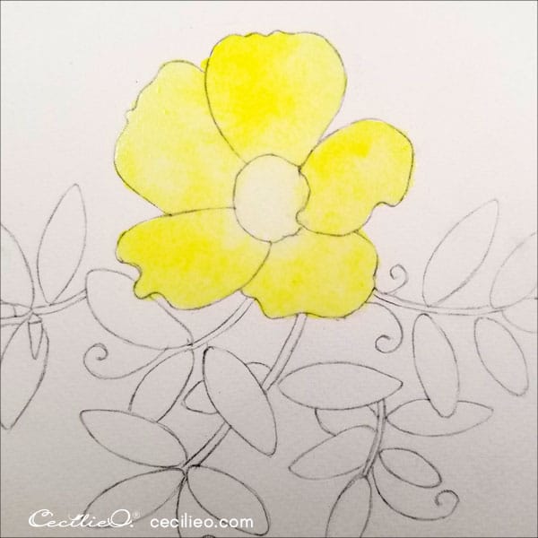 First watercolor layer, lemon yellow
