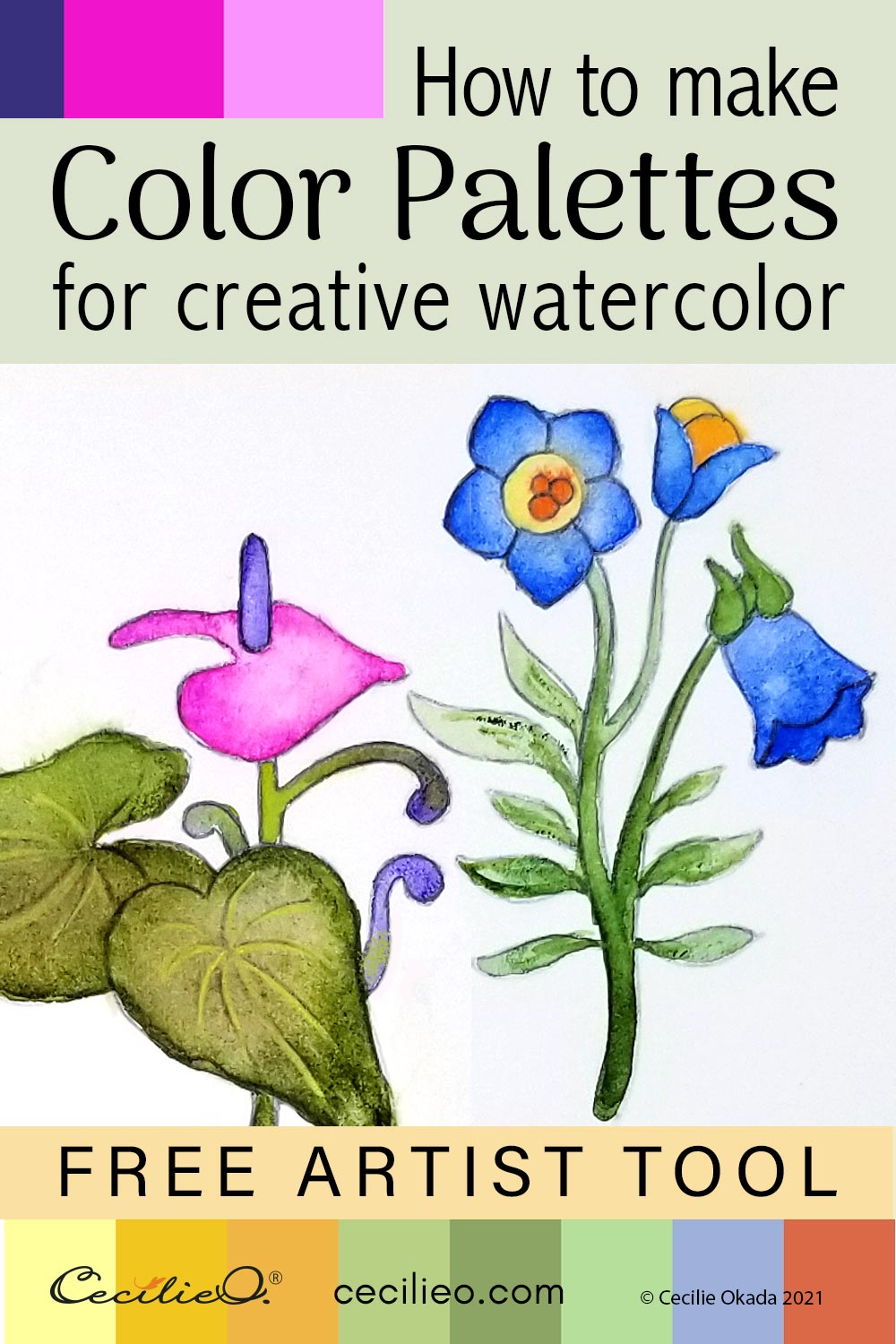 flower drawings with color easy