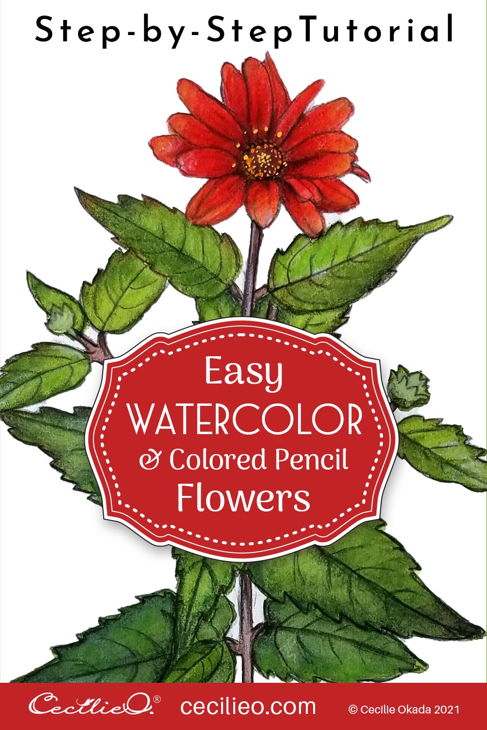 Easy Watercolor Art Red Flower