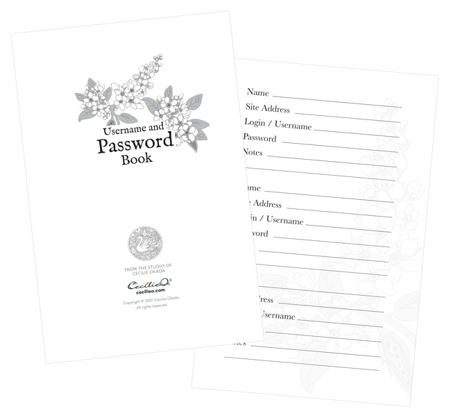 White Blossoms Username and Password Book