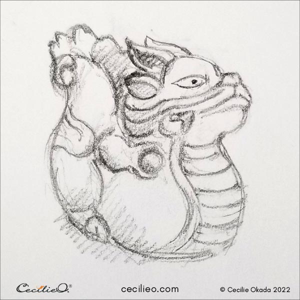 Sketch of the Chinese Zodiac sign the Dragon. 