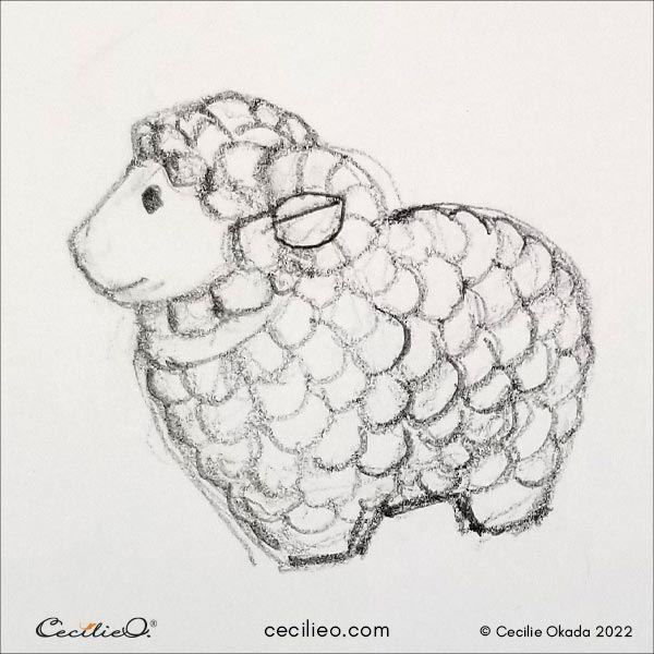 Sketch of the Chinese Zodiac sign the Sheep. 