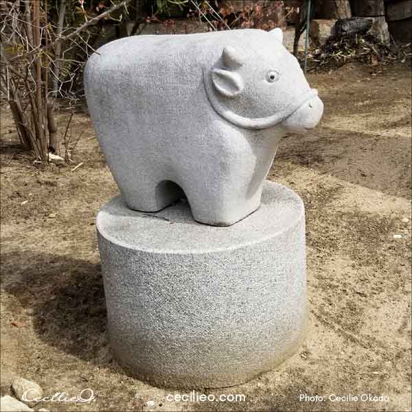 Cute Japanese sculpture of the Chinese Zodiac animal Ox.