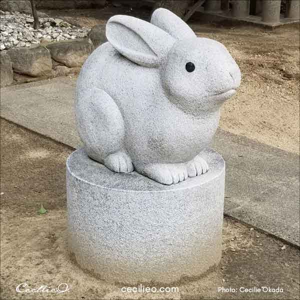 Cute Japanese sculpture of the Chinese Zodiac animal Rabbit.