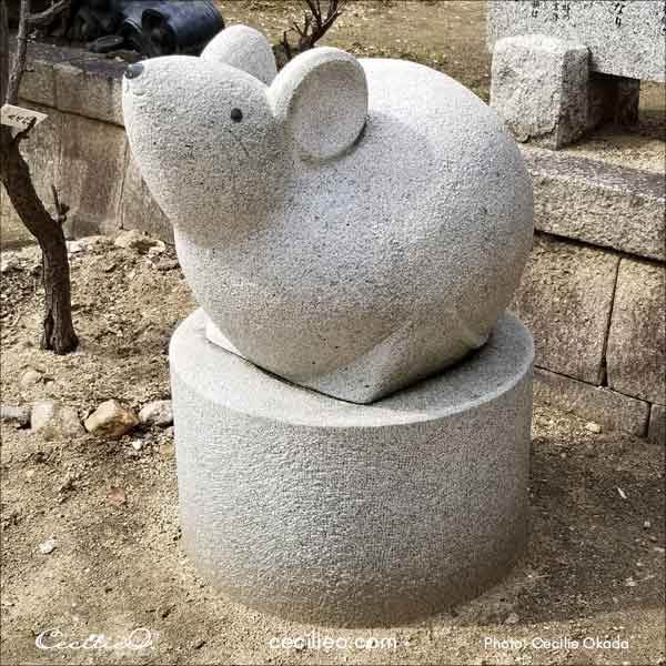 Cute Japanese sculpture of the Chinese Zodiac animal Mouse.