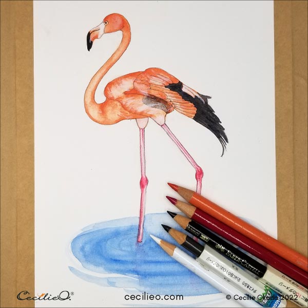 Touch-up with colored pencils.