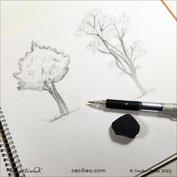 Tree Sketch #105 Hill Tree Drawing - Apolo Prints - Drawings &  Illustration, Flowers, Plants, & Trees, Trees & Shrubs, Other Trees &  Shrubs - ArtPal