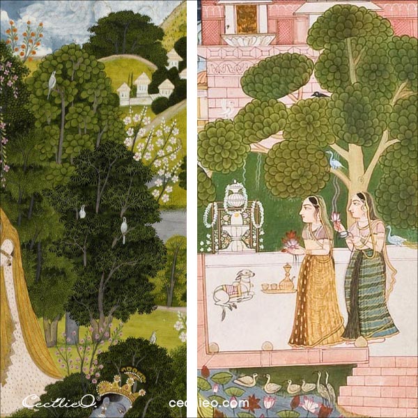 Details of tree painting from traditional Indian art.