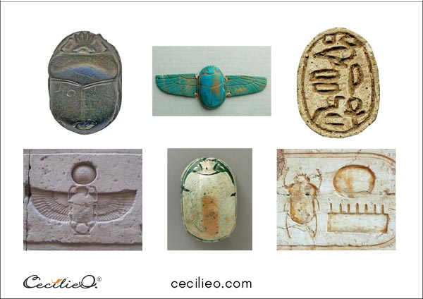 Selection of ancient Egyptian scarabs.