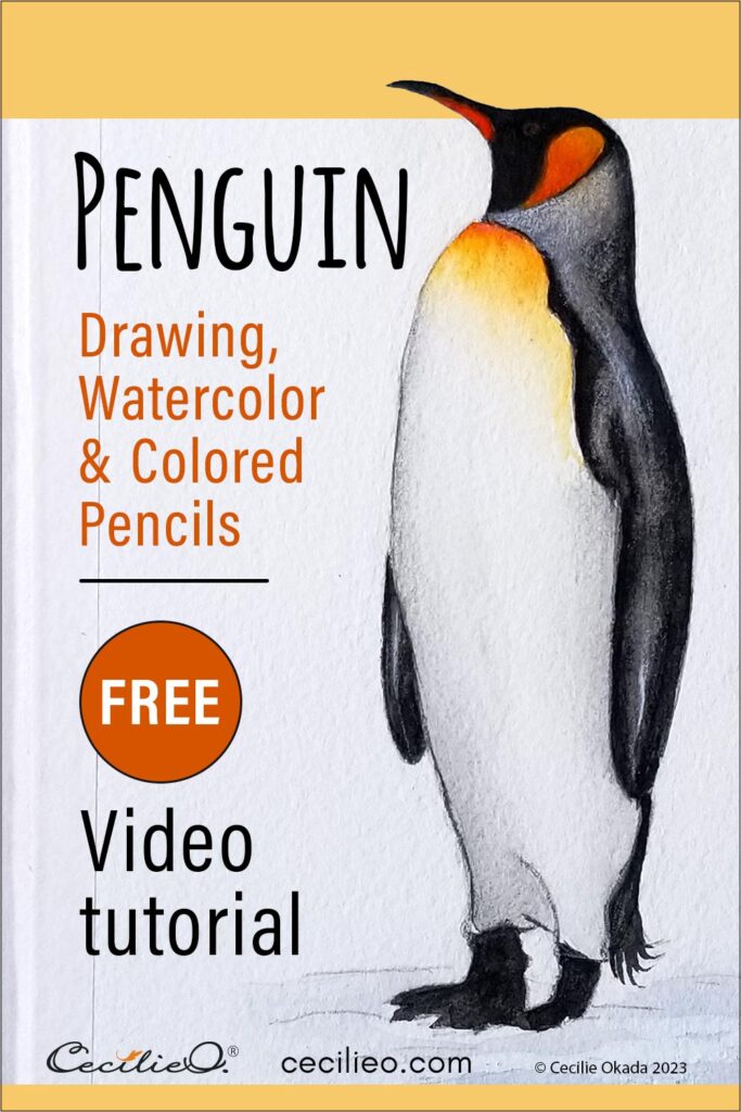 How to Draw and Watercolor a Cute King Penguin (Video)