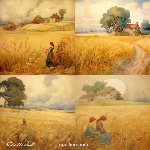 AI art inspiration, generated by an AI tool in response to a request for a watercolor autumn landscape. 